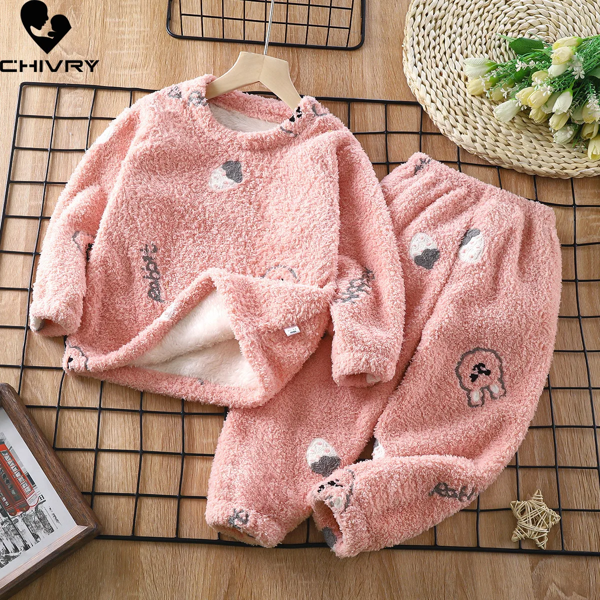 Top Trends: New Kids Autumn Winter Thicken Warm Flannel Pajamas Cute Cartoon O-neck Clothing Sets Baby Boys Girls Sleepwear Toddler Pyjamas Shoppable Styles