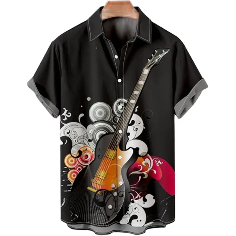 Top Trends: Men's Music Shirt 3d Musical Instrument Print Shirts For Men Fashion Short Sleeve Tops Tee Shirt Men Oversized Hawaiian Camisa Shoppable Styles