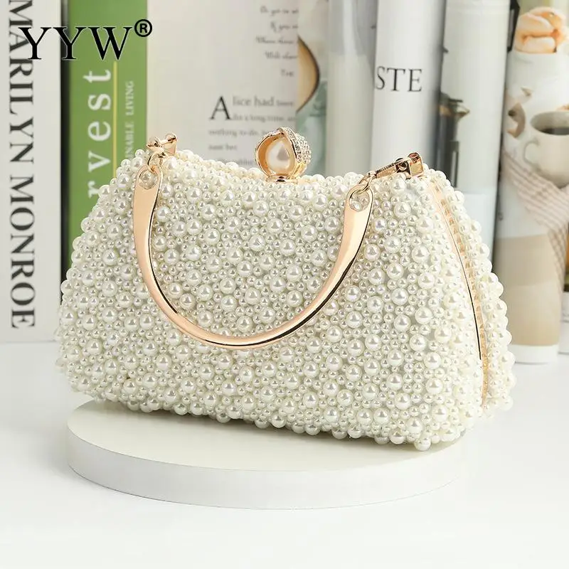 Top Trends: Luxury Crystal Evening Clutch Bag Lady Elegant Wedding Purse New Women Plastic Pearl Handbags Party Dinner Bling Shoulder Bags Shoppable Styles