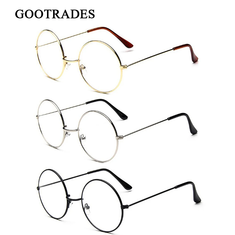 Top Trends: Women Men Fashion Vintage Retro Metal Frames Clear Lens Glasses Eyewear Big Round Circle Glasses Shoppable Styles