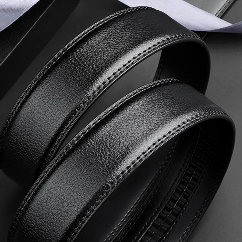 Top Trends: Headless Belt Strap 3.0cm Automatic Buckle Buckle Leather Business Travel Tooling Design Cowhide Lychee Pattern Headless Belt Shoppable Styles