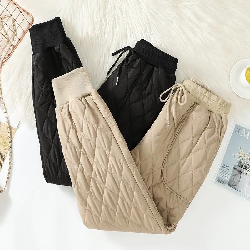 Top Trends: Winter Down Cotton Harem Pant Women Elastic High Waist Thick Ankle-Length Pants Plus Size Sweatpants Casual Drawstring Trousers Shoppable Styles - Image 3