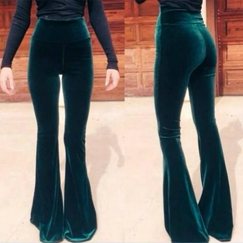 Top Trends: Women Flared Trousers Cross 2023 Autumn High Waist Stretch Plus Size Pants Solid Color Fashion Casual Ladies Flare Bottoms New Shoppable Styles