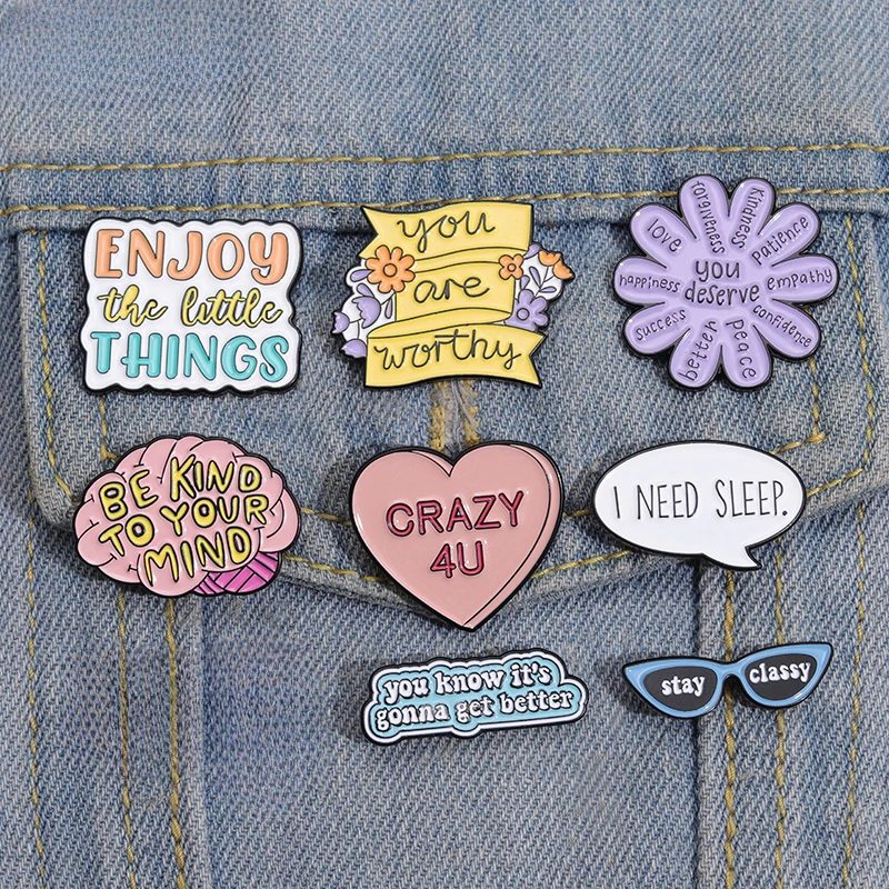 Top Trends: Cartoon Plant Enamel Pins Heart Flower Jewelry Brooch I Need Sleep Enjoy The Little Things Badge Lapel Pin For Friends Wholesale Shoppable Styles