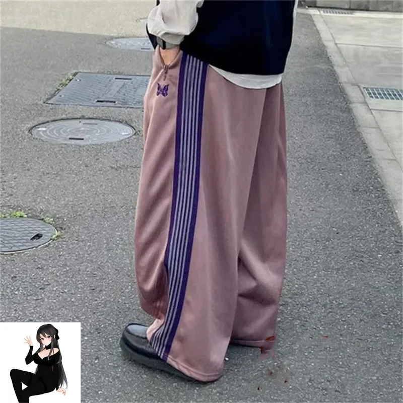 Top Trends: Oversized Taupe Needles Pants Men Women 1:1 Wide Leg Needles Track Pants Classic Butterfly Logo Sweatpants AWGE Sport Trousers Shoppable Styles