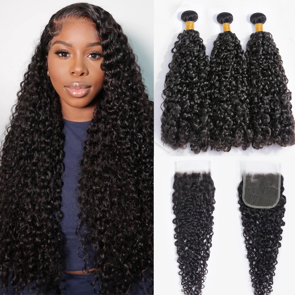 Top Trends: 10A Brazilian Small Spirals Curly Bundles With Closure Unprocessed Double Drawn Pixie Curl Human Hair Extension With Closure Shoppable Styles