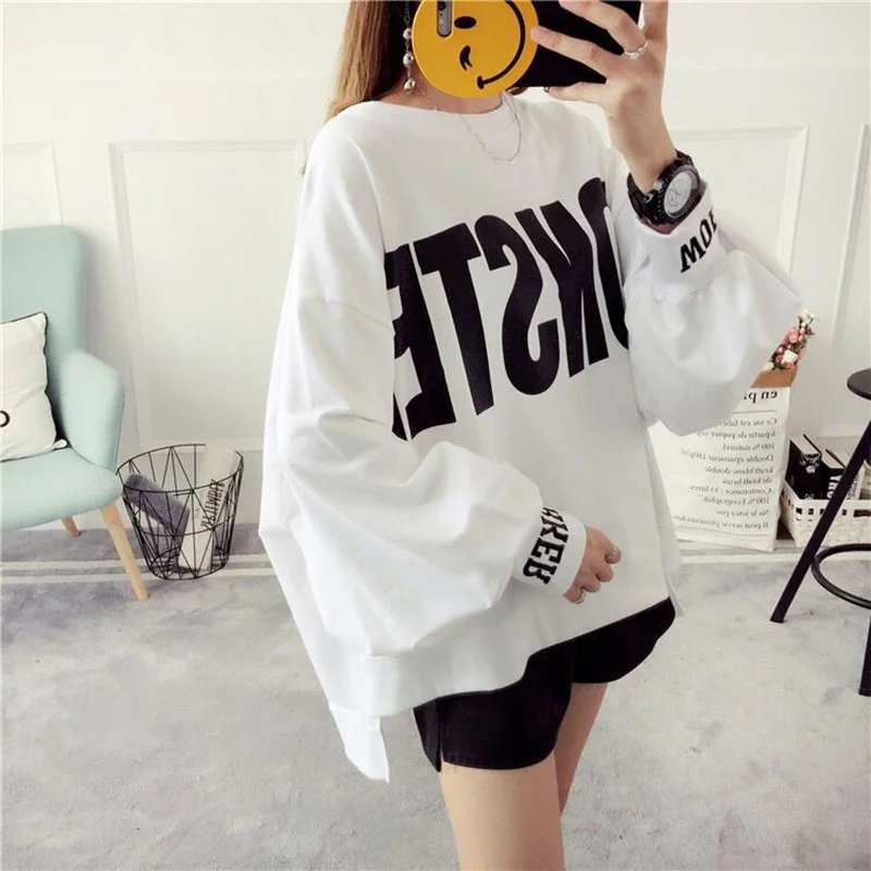 Top Trends: Fashion Printed Letter Casual Irregular Tee Shirt Female Clothing 2023 Autumn New Oversize Korean Tops Asymmetrical T-Shirts Shoppable Styles