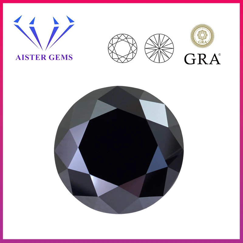 Top Trends: Top Natural Black Moissanite Stone 0.5-5.0ct 3Excellent Round Cut Lab Diamonds Pass Diamond Tester With GRA Certificate Shoppable Styles