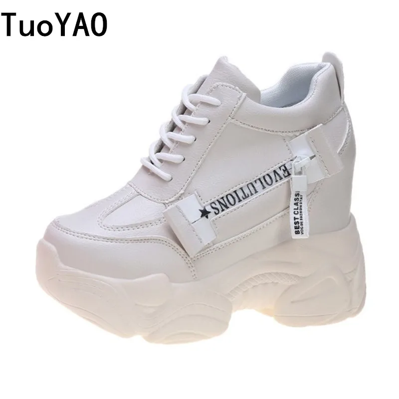 Top Trends: Women&#039;s Shoes Platform Sneakers New Women Leather Chunky Dad Shoes 12CM Trainers Ladies Sports Vulcanized Shoes Zapatillas Mujer Shoppable Styles