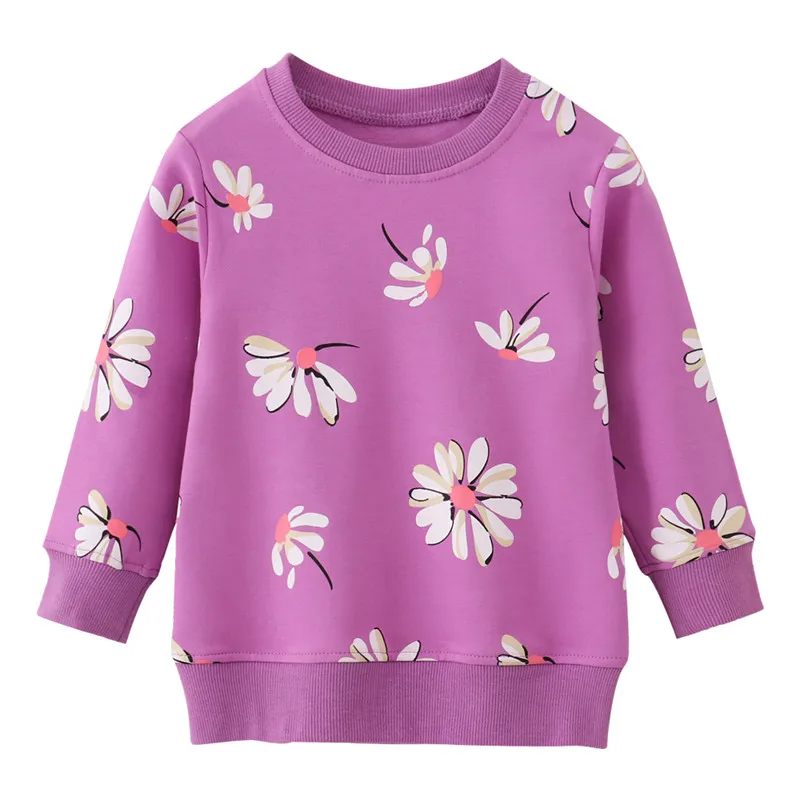 Top Trends: Jumping Meters New Arrival Girls Purple Sweatshirts Autumn Spring Kids Clothing Floral Long Sleeve Baby Shirts Tops Costume Shoppable Styles