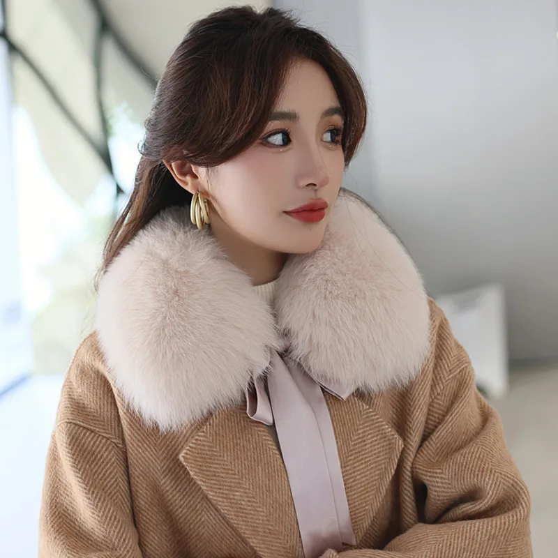 Top Trends: Real Fox Fur Collar Women Winter Luxury Designer Scarf Female Fluffy Warmth Furry Shawl Neck Keep Warm Natural Fur Collar Shawl Shoppable Styles