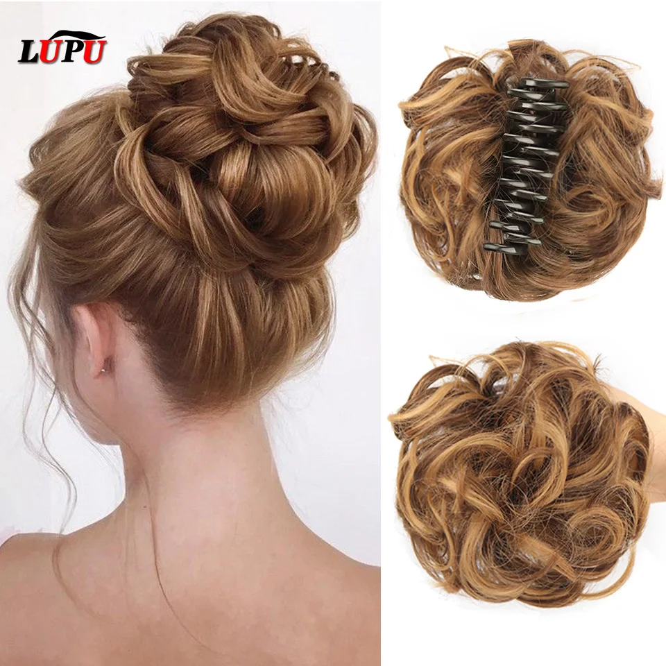 Top Trends: LUPU Synthetic Chignon Messy Bun Claw Clip In Hair Piece Wavy Curly Hair Bun Ponytail Extensions Scrunchie Hairpieces For Women Shoppable Styles