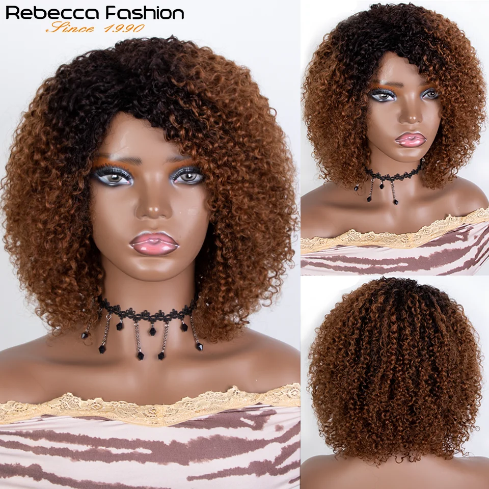 Top Trends: Short Curly Wigs For Women Black Afro Bomb Curly Wig With Bangs Human Hair Brazilian Remy Fiber Glueless Long Kinky Curly Hair Shoppable Styles