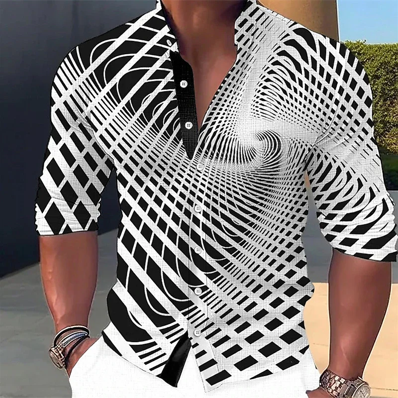 Top Trends: Fashion New Men&#039;s Shirts Lapel Button-Down Shirts Casual Printed Long Sleeve Tops Men&#039;s Clothing S-3XXL Prom Cardigan Sh Shoppable Styles