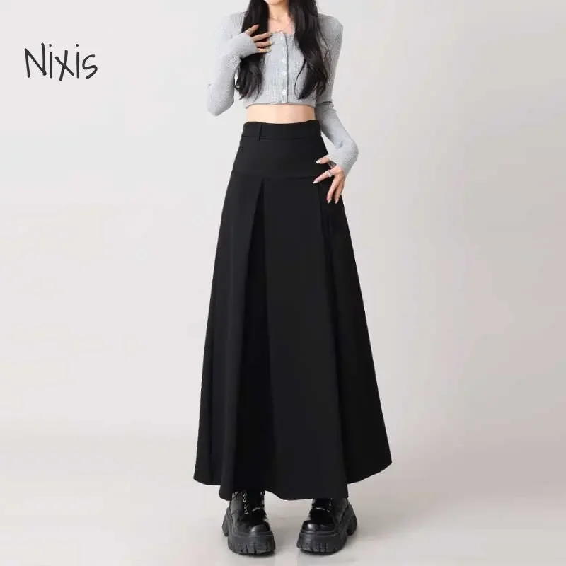 Top Trends: Women's Suit Long Skirts Retro Pleated Umbrella Skirt Spring Autumn Thin All-match Korean Style Clothing Fashion Y2k Streetwear Shoppable Styles