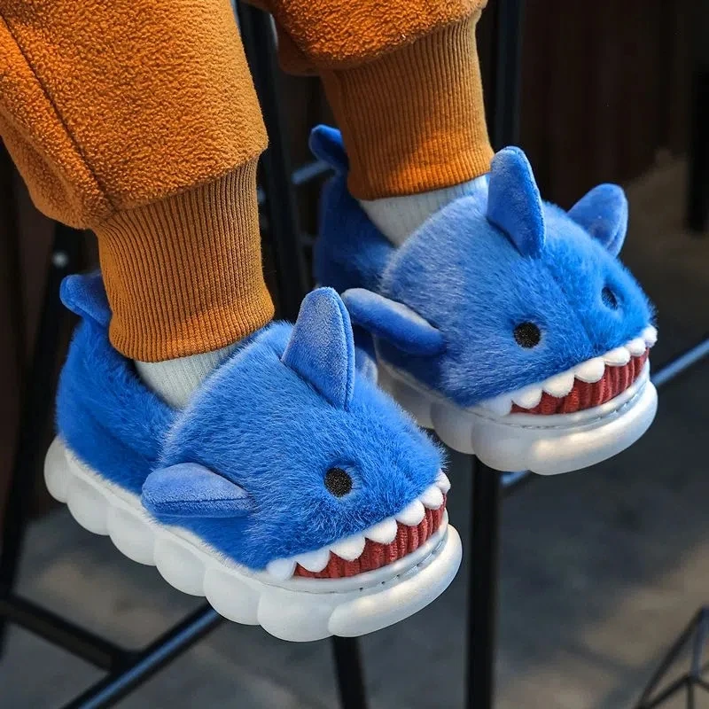 Top Trends: Blue Baby Shark Slippers House Child Slip On Fur Loafers Shoes Girls And Boys Cloud Eva Slippers Funny Shark Babi Shoes Shoppable Styles