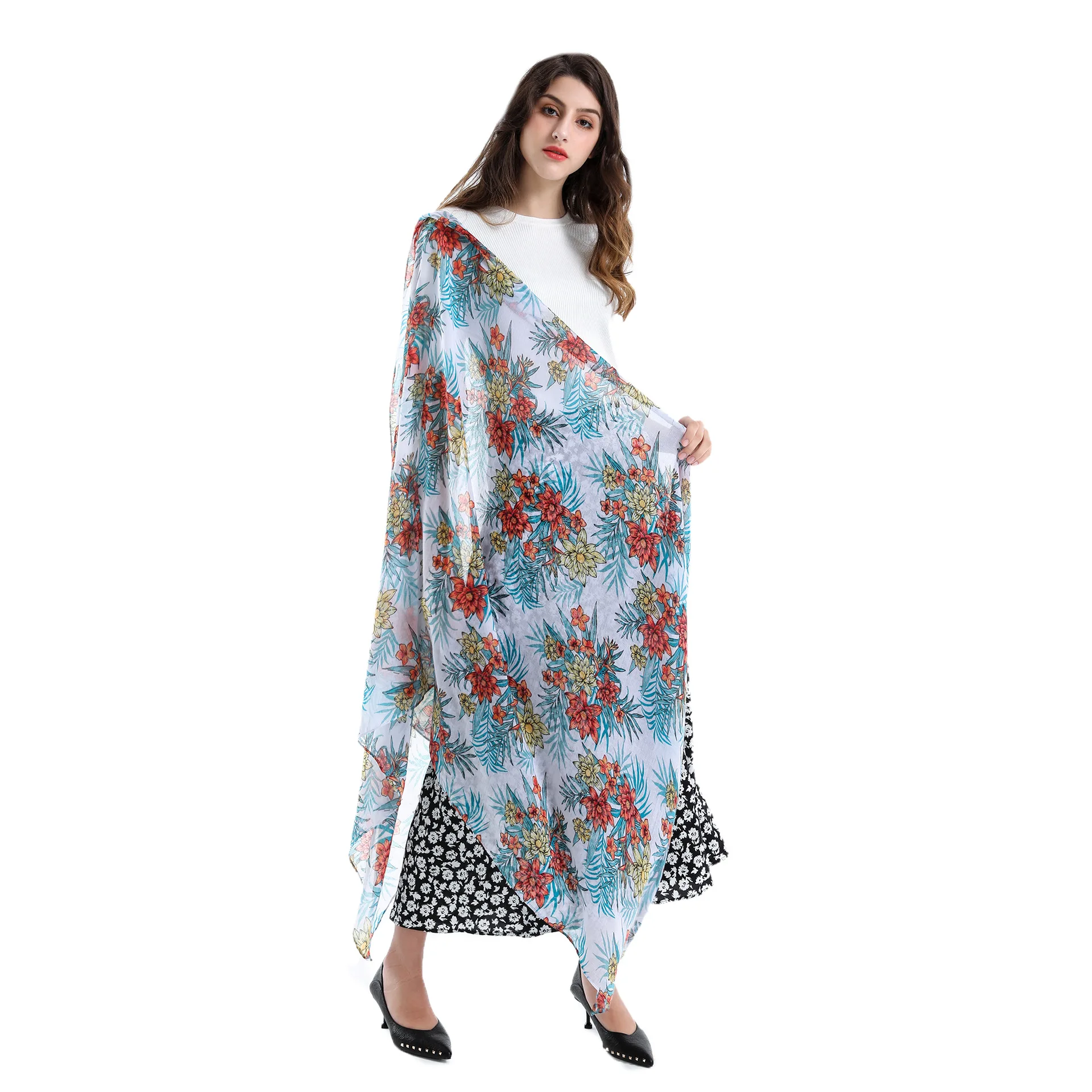 Top Trends: Pastoral Style Flower Pattern Scarf Thin Fashion Cotton Hemp Scarf Shawl Female Shoppable Styles