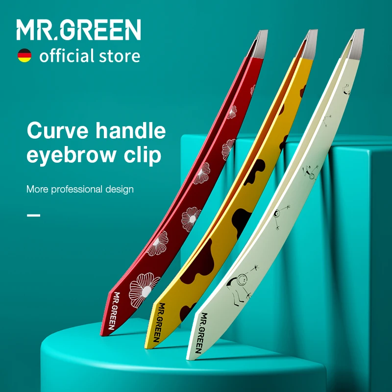 Top Trends: MR.GREEN Curve Handle Eyebrows Tweezers Professional Fine Hairs Puller Makeup Tools Stainless Steel Beauty Clips Removal Shoppable Styles