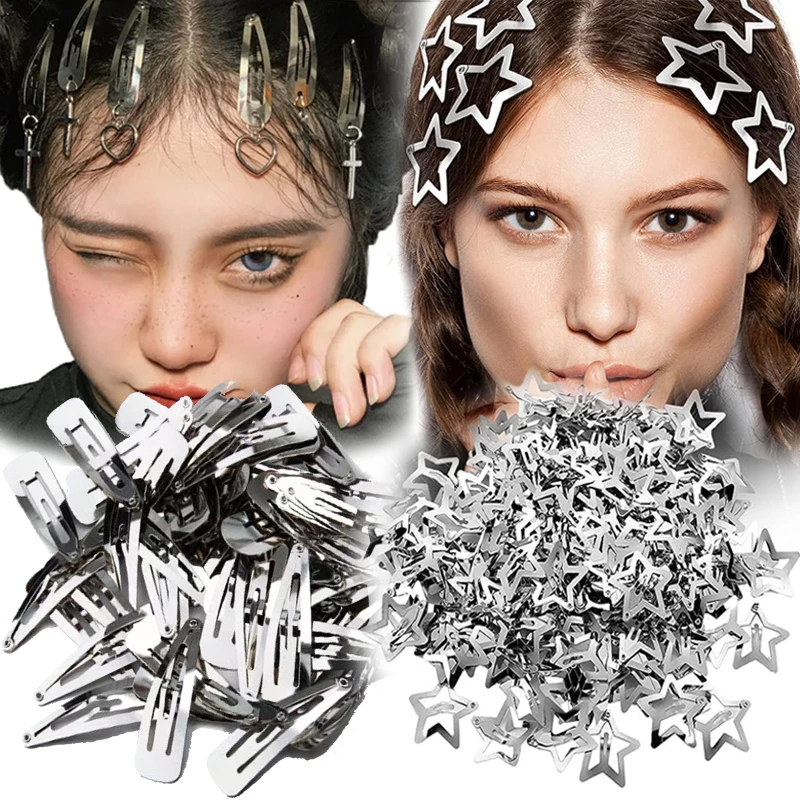 Top Trends: YK2Silver YK2 SilverJewelry Star Hair Clips Metal Droplet Hairpins Hair Barrettes Clip Girls Korean Hairpin Headwear Accessories Shoppable Styles