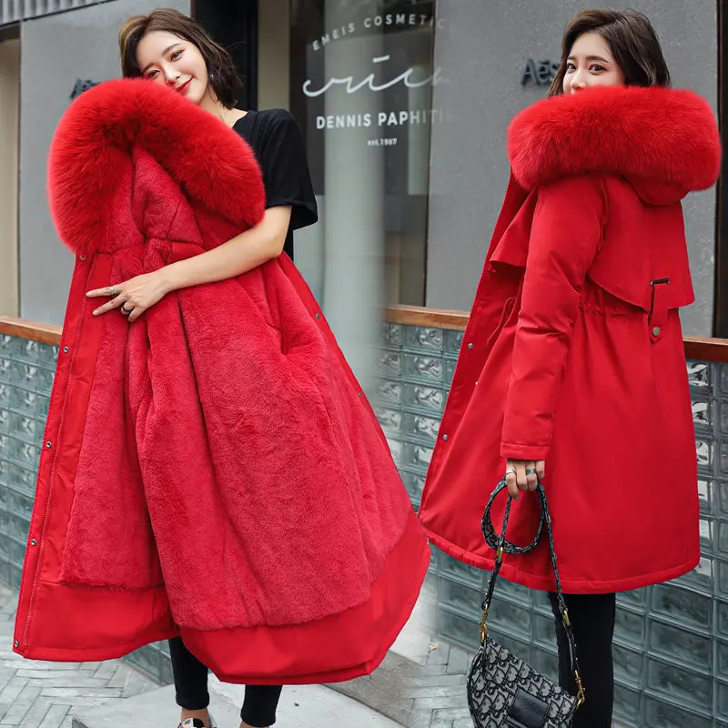 Top Trends: Women 2023 New Down Cotton Jacket Mid-Length Korean Edition Loose Large Size Cotton Jacket Jacket Trendy Fur Collar Shoppable Styles