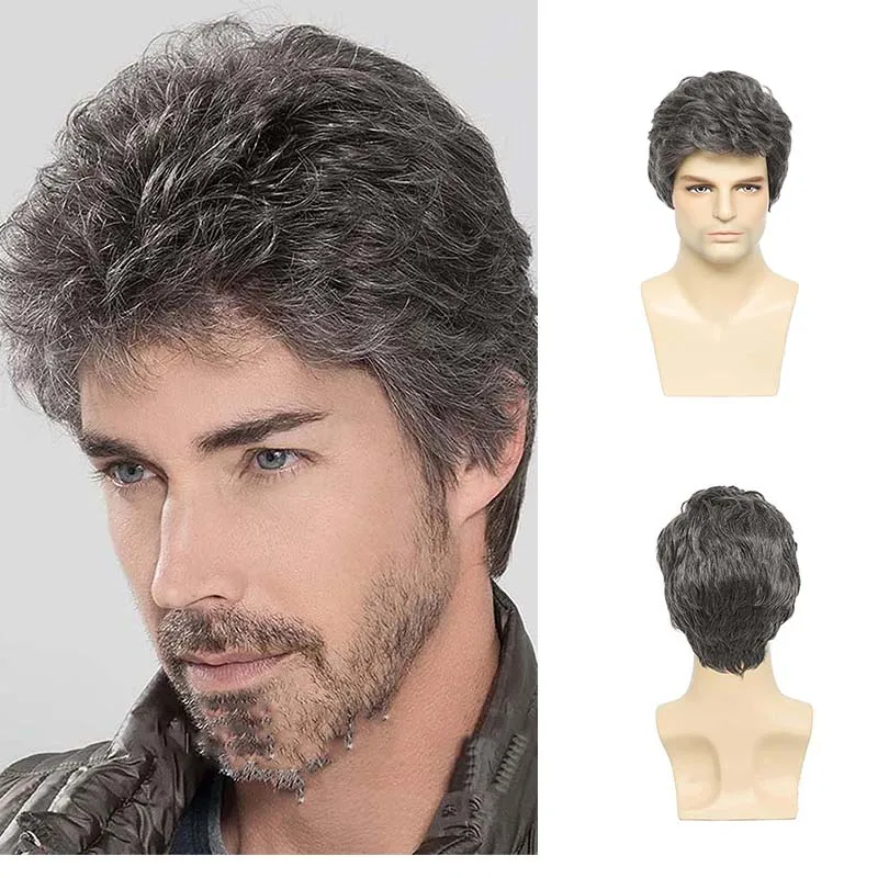 Top Trends: Man Synthetic Wigs Natural Black Short Wavy Wigs With High Temperature Fiber Daily Wear Curl Fashion Hairstyle Male Wig Shoppable Styles