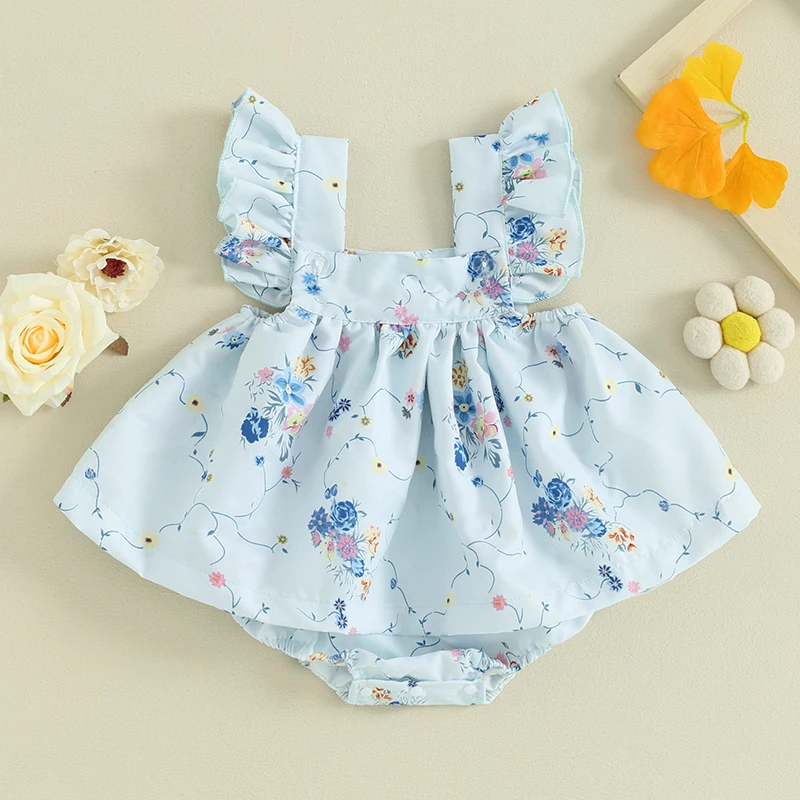 Top Trends: Listenwind Baby Girl Romper Dress Floral Print Fly Sleeve Skirts Hem Jumpsuits Infant Summer Clothes Toddler Bodysuits Shoppable Styles