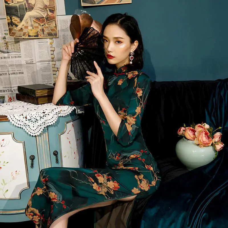 Top Trends: 2024 Green Cheongsam Dress Large Chinese Traditional Long Cheongsam Shoppable Styles