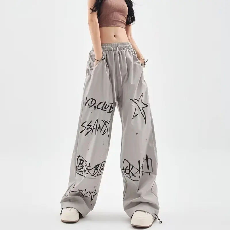 Top Trends: Winter Korean Personalized Vintage Letter Printing Sweatpants Fashion Y2K Loose Street Hip Hop Casual Women High Waisted Pants Shoppable Styles