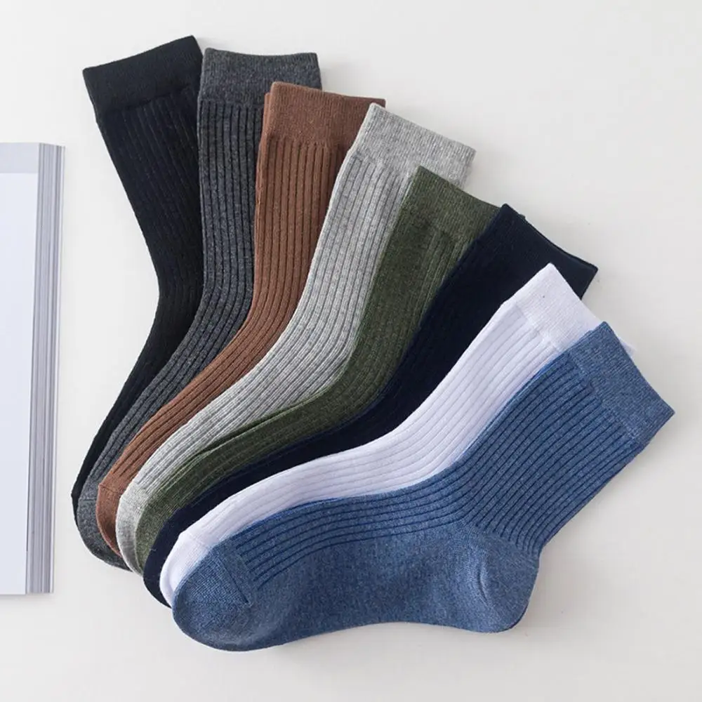 Top Trends: Basic High Quality Male Knitting Rib Business Solid Color Men's Socks Men Dress Socks Cotton Socks Crew Socks Shoppable Styles