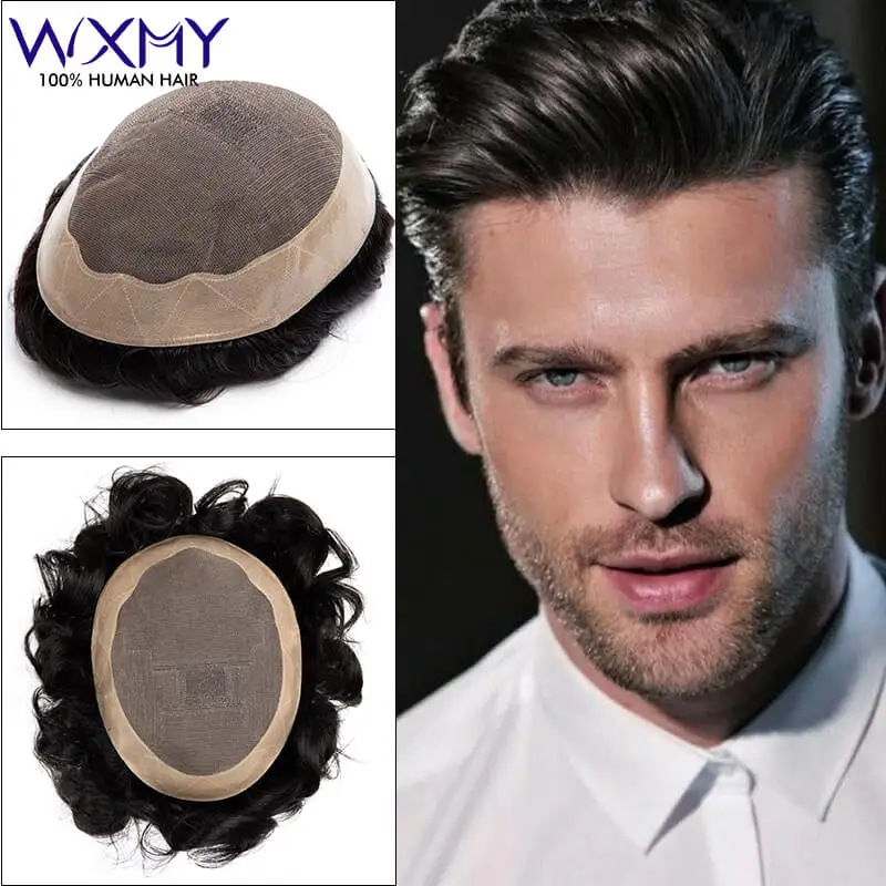 Top Trends: Mono & Silicone Microskin Toupee Men Male Hair Prosthesis 100% Natural Human Hair Wigs For Men Capybara Men's Wigs System Unit Shoppable Styles