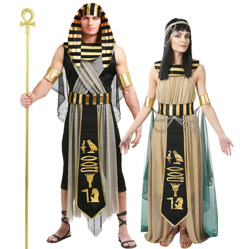 Top Trends: Halloween Ancient Egypt Egyptian Pharaoh Costume For Men King Cleopatra Queen Cosplay Carnival Party Medieval Couple Party Dress Shoppable Styles