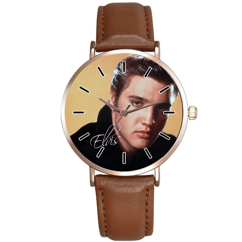 Top Trends: New Elvis Presley Women's Watch Fashion Rose Gold Leather Quartz Wristwatches Fans Souvenir Gift Shoppable Styles