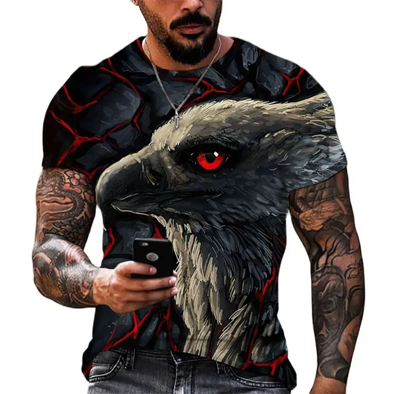 Top Trends: 2022 Vintage 3d Eagle T Shirt Men Printed Animal Crew Neck Short Sleeve Oversized Tops Tee Shirt Homme 6xl Man Eagle Clothing Shoppable Styles