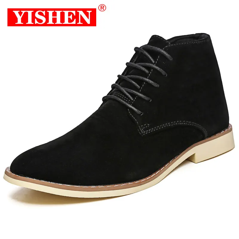 Top Trends: YISHEN Boots For Men Suede Leather Shoes Ankle Boots Outdoor Formal Lace Up Motorcycle Boots Black Botas Para Hombre Shoppable Styles