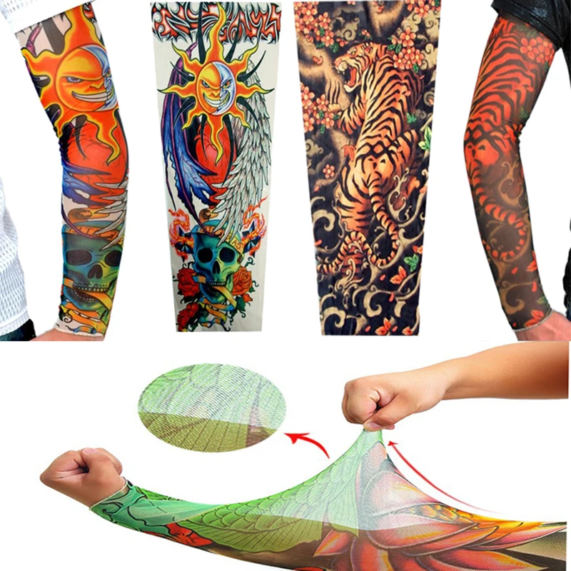 Top Trends: 1PCS Plus Size Summer Riding Driving Tattoo Sleeve Print Arm Sleeves Sun Uv Protection Arm Warmers For Men Women Sleeve Shoppable Styles