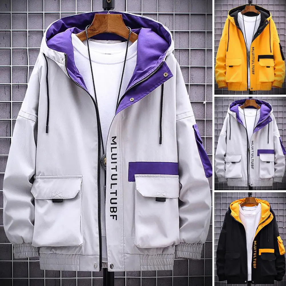 Top Trends: Long Sleeved Cargo Jacket Men Harajuku Windbreaker Jackets Hooded Hip-hop Streetwear Zipper Coats With Big Pockets Shoppable Styles