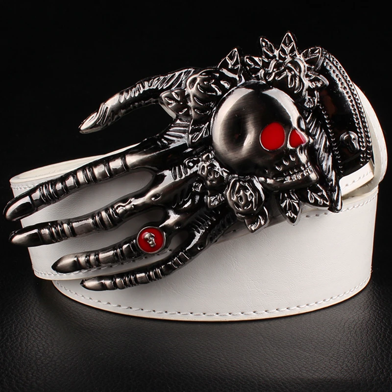 Top Trends: Big Skull Head Devil Red Eyes Metal Buckle Belt Leather Fashionable Waistband For Men Shoppable Styles