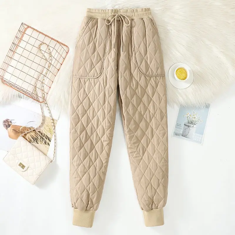 Top Trends: Winter Down Cotton Harem Pant Women Elastic High Waist Thick Ankle-Length Pants Plus Size Sweatpants Casual Drawstring Trousers Shoppable Styles - Image 4