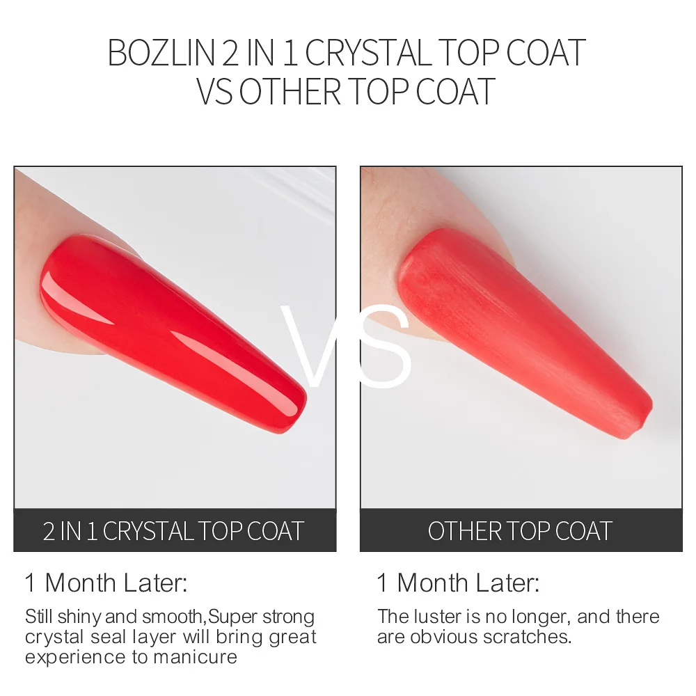 Top Trends: BOZLIN 15ml 2 IN 1 Crystal Top Coat Transparent Soak Off UV LED Nails Art Manicure Gel Nail Polish Varnishes Primer Function Gel Shoppable Styles - Image 4