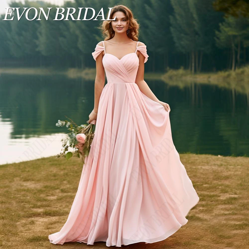 Top Trends: EVON BRIDAL Pink Bridesmaid Dresses 2024 Long Chiffon Boho Wedding Party Gown Spaghetti Strap A-Line Vestidos Para Boda Custom Shoppable Styles