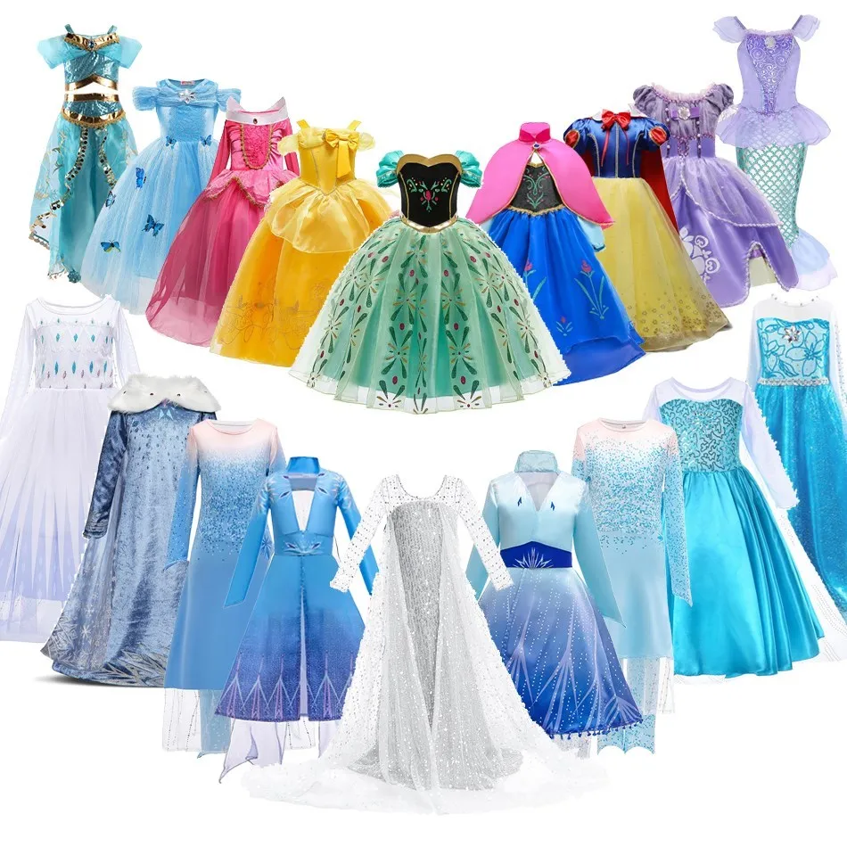 Top Trends: Children Princess Fancy Costume Elsa Party Carnival White Dress Up For Girl Christmas Birthday Cosplay Belle Snowflake Vestidoes Shoppable Styles