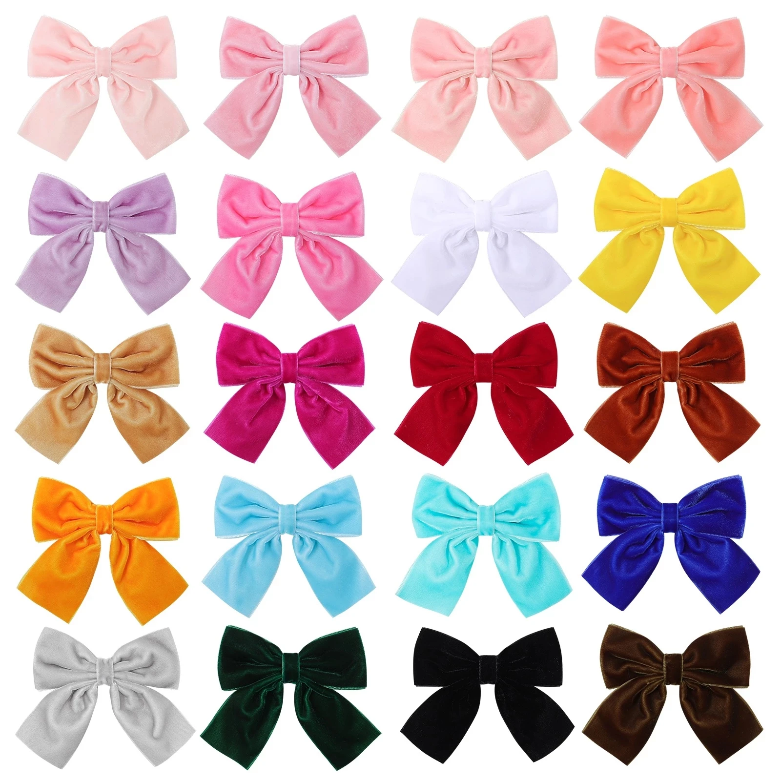 Top Trends: 4.3Inch Solid Velvet Bows Hair Clip For Girl Hair Pin New Handmade Bowknot With Clips Headwear Kids Hair Accessories Wholesale Shoppable Styles