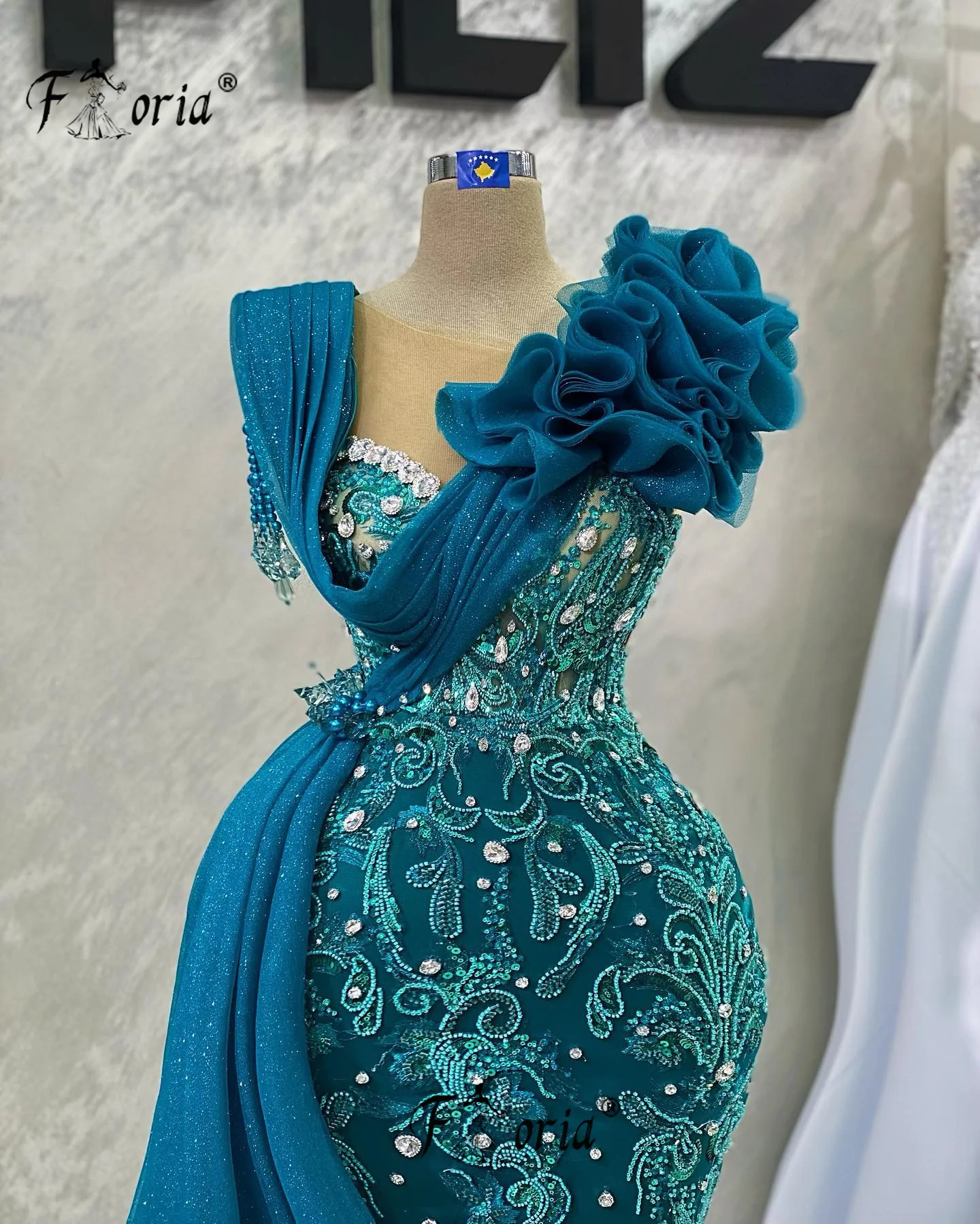 Top Trends: Elegant Beaded Lace Appliques Mermaid Formal Evening Dreses Crystal Ruffles Tulle Prom Dress Long Party Gown Custom Made Soiree Shoppable Styles