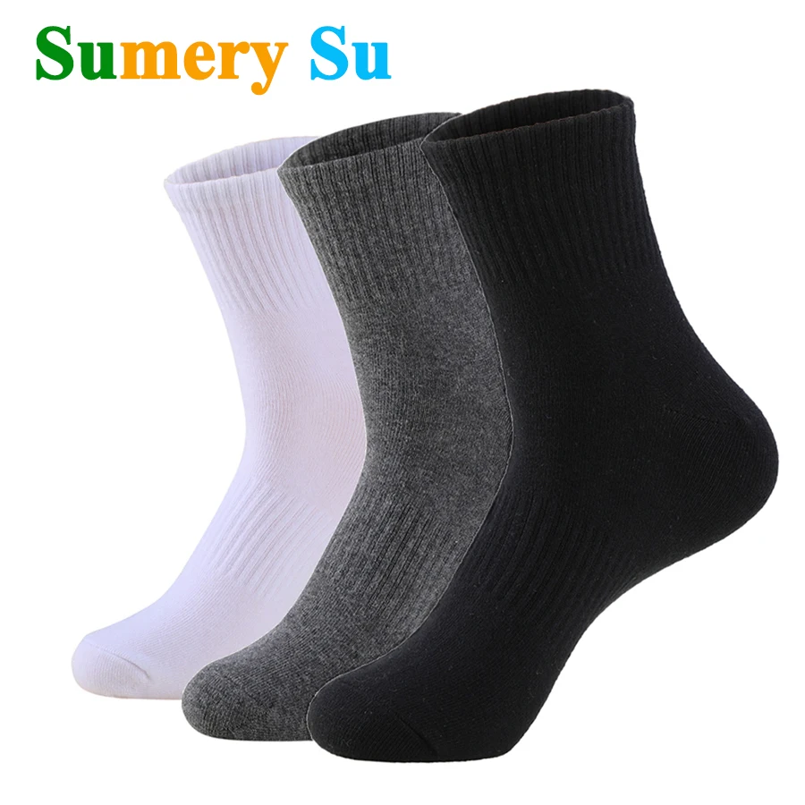 Top Trends: 5 Pairs / Lot Running Socks Men Casual Daily Wearing Thick Cotton Solid Compression Outdoor Climbing High Long Dress Male Gift Shoppable Styles