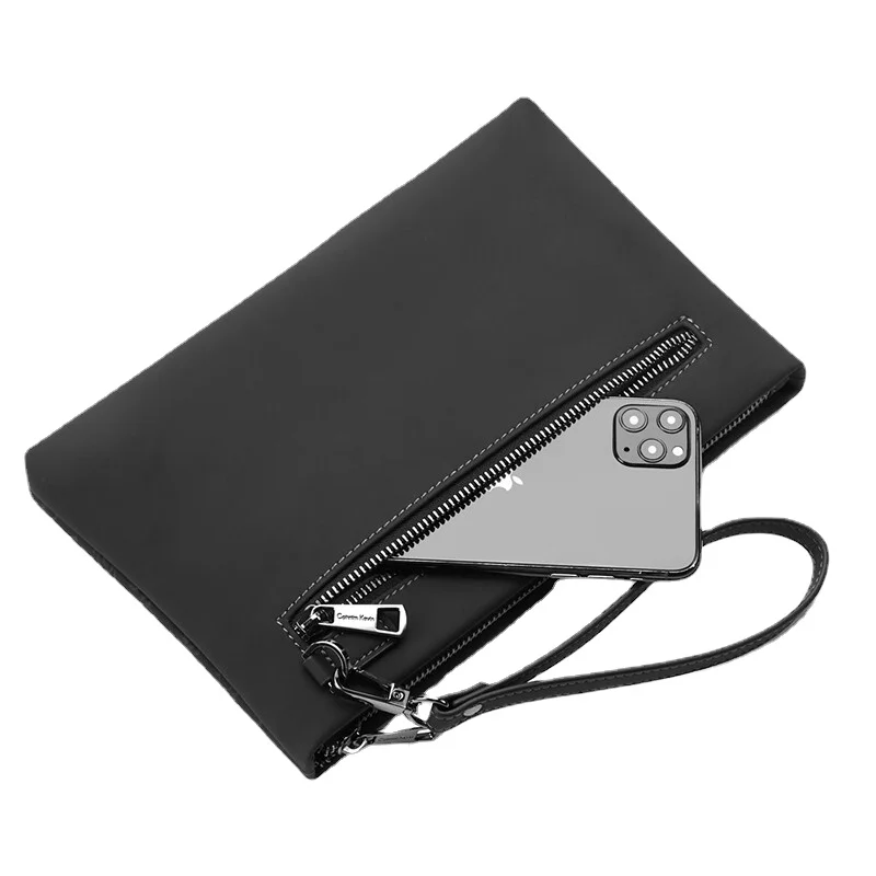 Top Trends: Men's Handbag Leather Hand Zipper Men's Bag Casual Business Hand-held Clip Envelope Wallet To Send Boyfriend Birthday Gift Shoppable Styles - Image 4