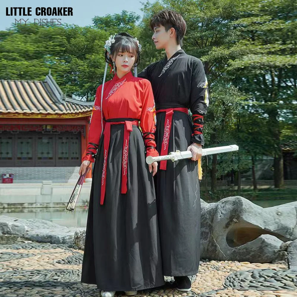 Top Trends: Chinese Clothes Hanfu Black Red Hanfu Women Dresses China Wushu Sword Daxia Cosplay Costumes Kimono Traditional Clothing For Men Shoppable Styles