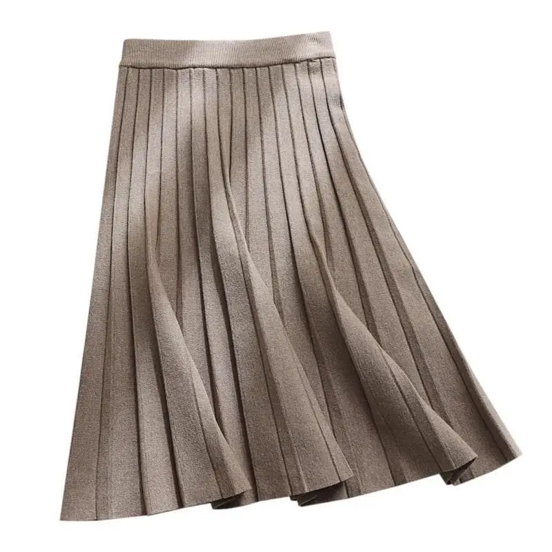 Top Trends: Fashion Elastic Waist Solid Color Casual Pleated Skirts Female Clothing 2024 Spring New Loose Knitted Korean High Waist Skirt Shoppable Styles