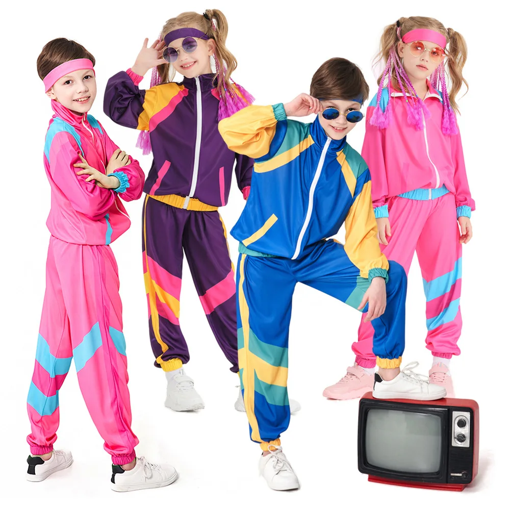 Top Trends: Hippie Cosplay Uniform For Kids Dance Tracksuit Children Boys Girls Retro 70s Rock Disco Party Halloween Fantasy Stage Costume Shoppable Styles