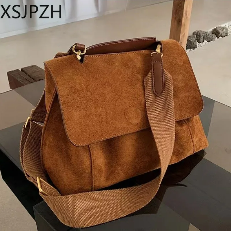 Top Trends: Retro Suede Autumn Winter Bag Women Large Capacity Messenger Bag Shoulder Bag 2023 New Wave Versatile Fashion Durable Handbags Shoppable Styles