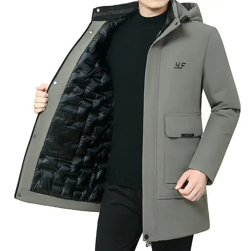 Top Trends: Luxury Brands Winter Jackets Men Warm Hooded Parka High Quality Trench Coat Thickened Zipper Solid Color Men Clothes Shoppable Styles